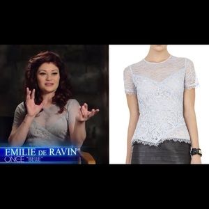 BCBG Blue Lace Cindee Asymmetrical Top XS